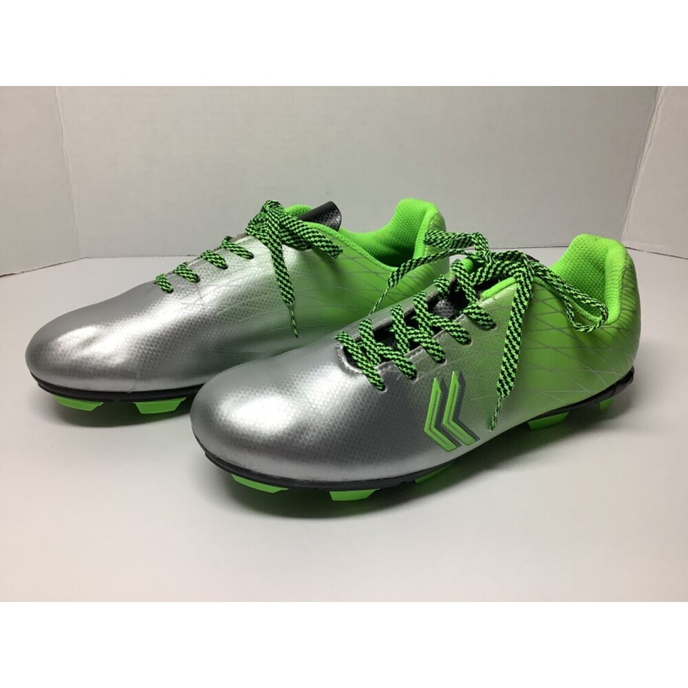 Dick's sporting Goods Boys Youth Size 5 Soccer Cleats Lace up Green Silver - Picture 2 of 7